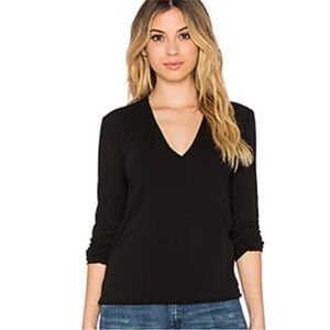 James Perse Black Cummerbund V-Neck Top